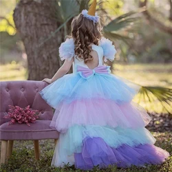 Kids Unicorn Dress Girl Halloween Horse Costume Children Unicorn Birthday Party Dresses Long Rainbow Gown Vestidos Unicornio