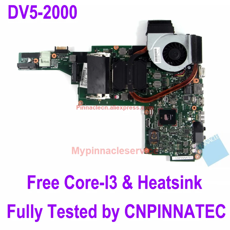 

607605-001 motherboard with heatsink I3 CPU for HP Pavilion DV5 DV5-2000 instead of AMD platform 598225-001 6050A2313401