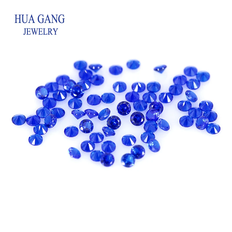 500PCS/LOT 112# Blue Synthetic Spinel Gem Stone Wholesale Round Brilliant Cut Gems For Jewelry High Quality Size 0.8-2.5mm