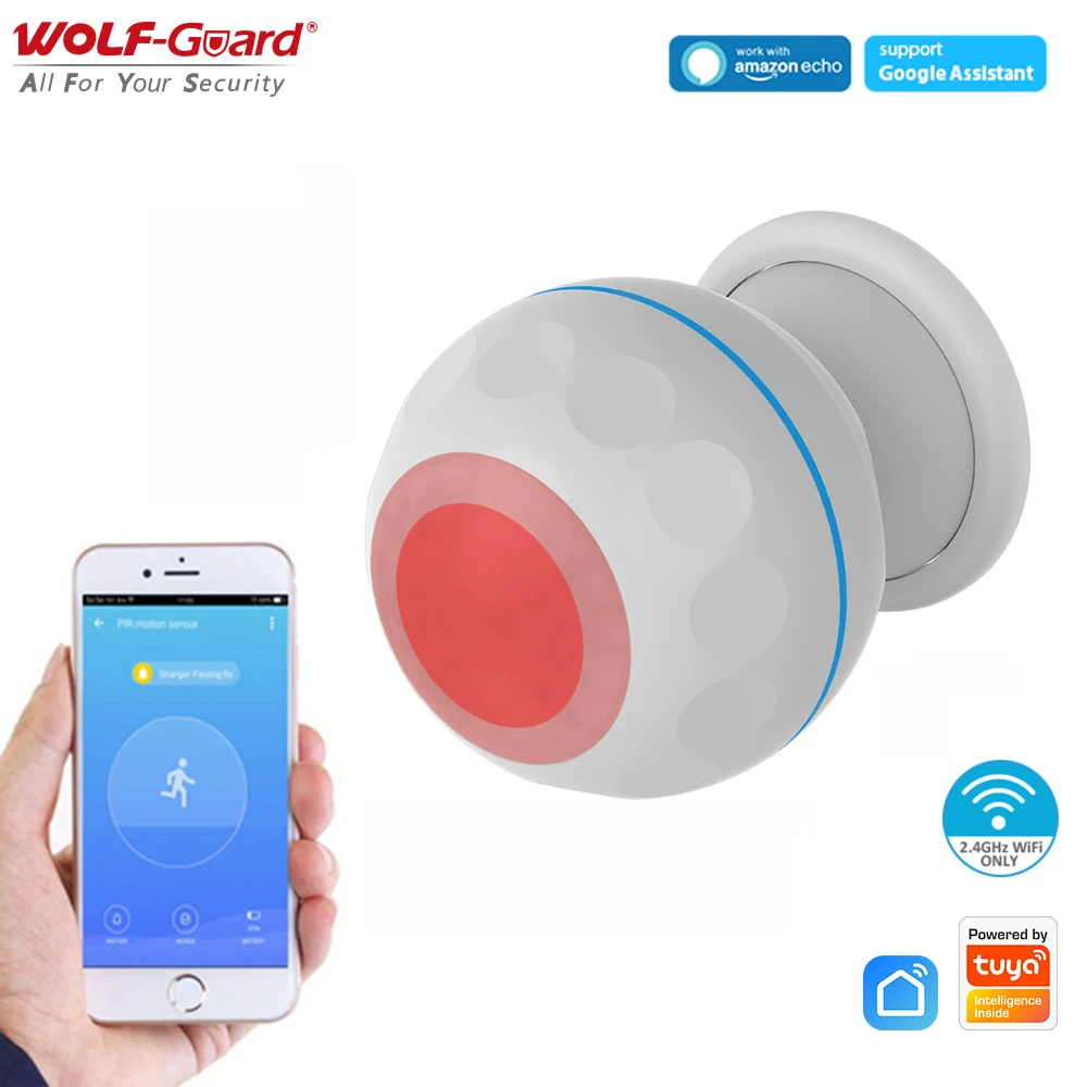 

Wolf-Guard Tuya Smart WiFi PIR Motion Sensor Mini Infrared Human Body Detector Movement Alarm With Magnet Bracket Home Security