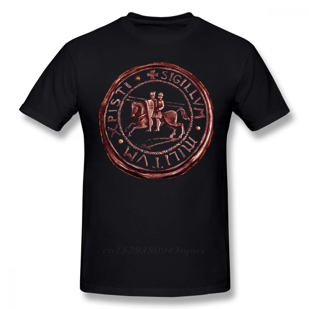 Templar T-Shirt Knights Templar Seal Symbol T Shirt Graphic 100% Cotton Tee Shirt Men Short Sleeve Classic Cute Tshirt