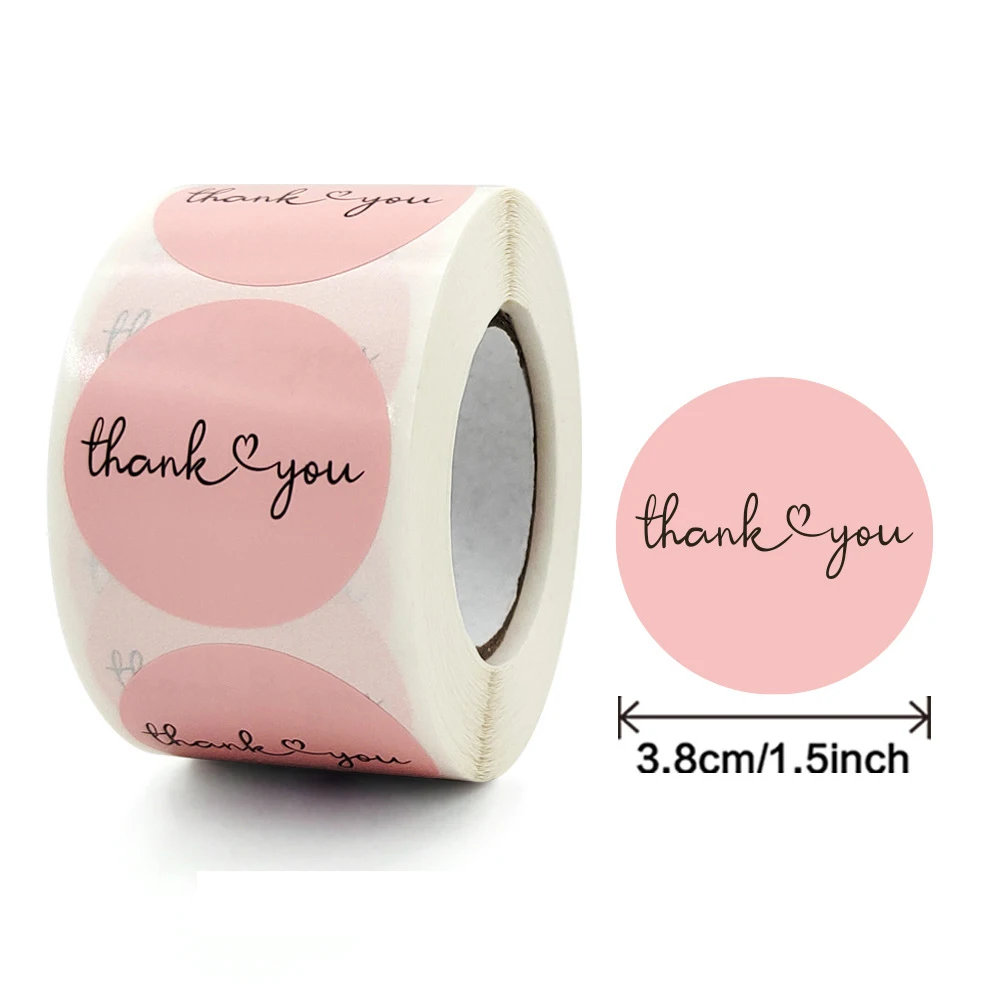 38mm Thank You Stickers Gift Box Packaging Decoration Crafts Envelope Sealing Labels Scrapbook Stickers Stationery Supplies