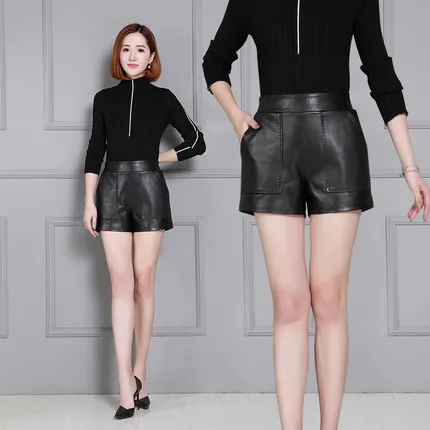 

Top brand New Sheepskin 2020 High Waist Wide Leg Shorts KS46 high quality