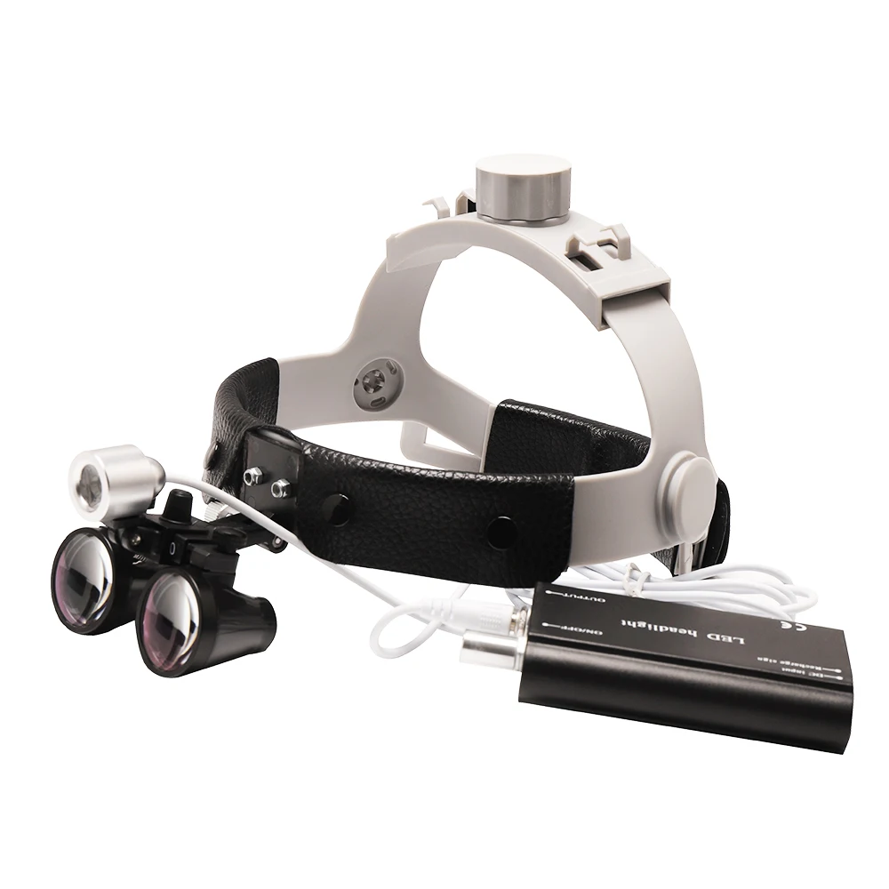 Dental Binoculars 2.5X 3.5X Dental Head Magnifier with Wired Light Headlight Surgical Lamp Surgery Dental Unit Lamp