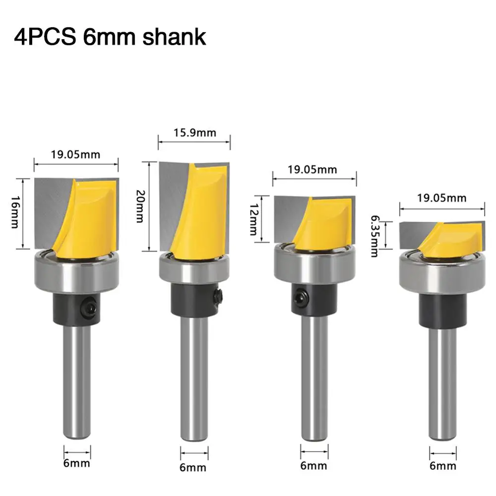 4pcs Trim Router Bit Set - 1/4\