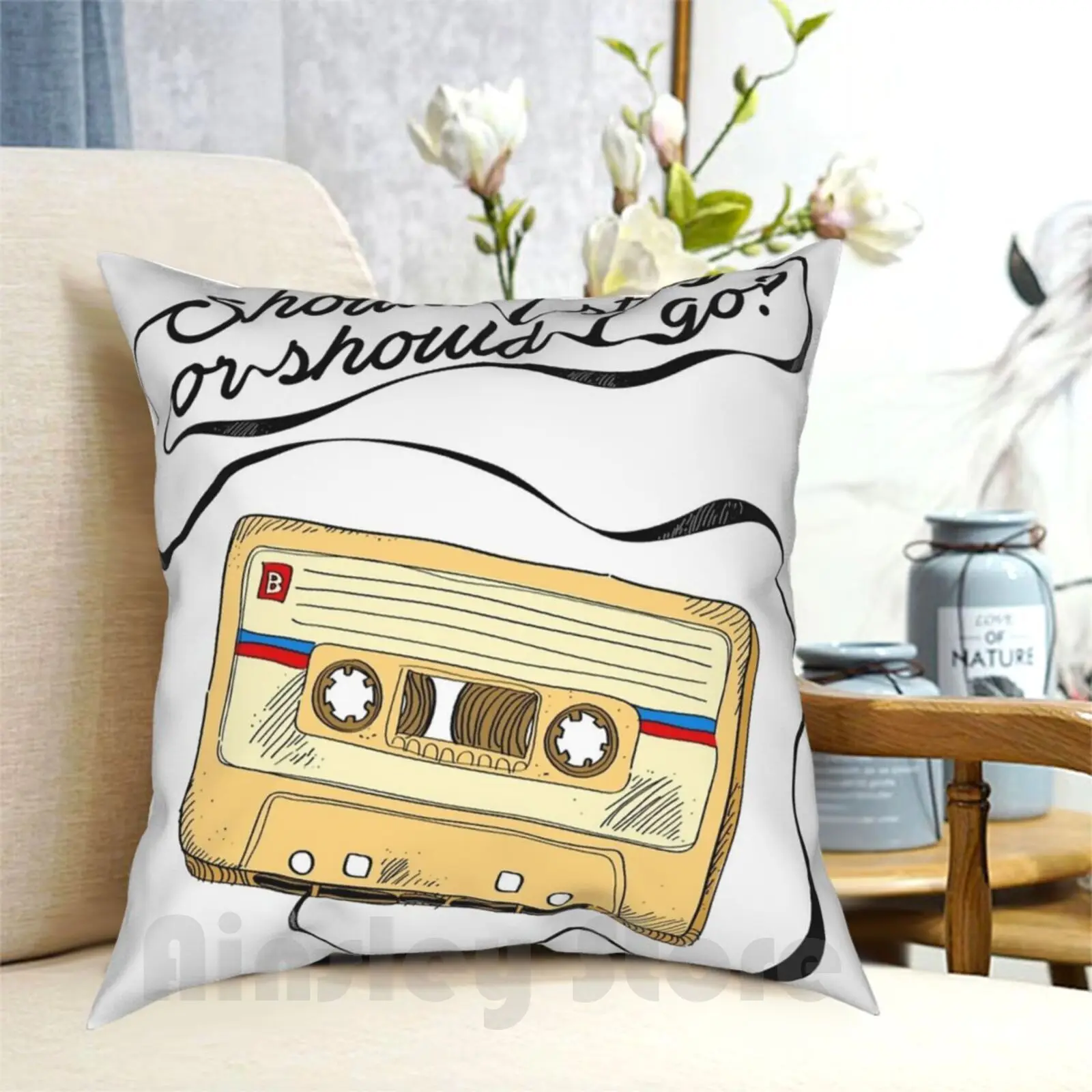 Should I Stay Should I Go ? Pillow Case Printed Home Soft Throw Pillow Series Tv Tv Geek Nerd 80 Retro Music N Roll Punk