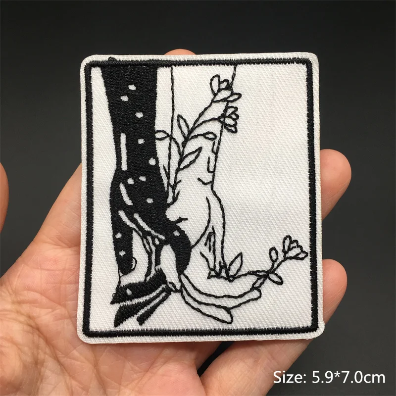 Rock Punk Patches Op Kleding Kleding Thermoadhesive Patches Ijzer Op Geborduurde Flarden Ghost Rits Zwart En Wit Naaien