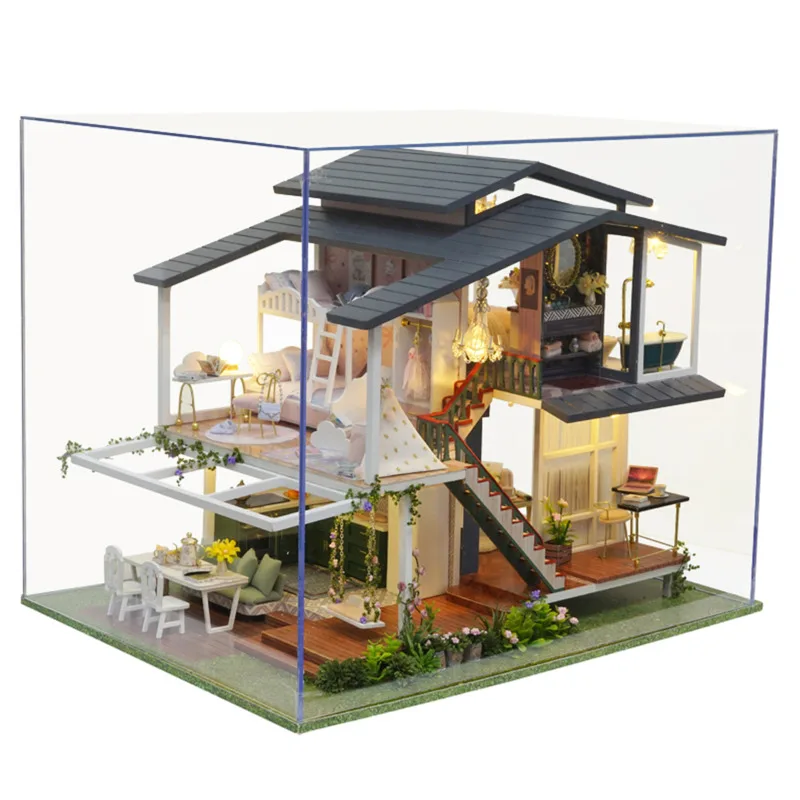 Jouet manuel 3D en bois pour enfants, figurine d'action l'inventaire, meubles de construction miniatures, maison de beurre de jardin, grand bricolage, nouveau