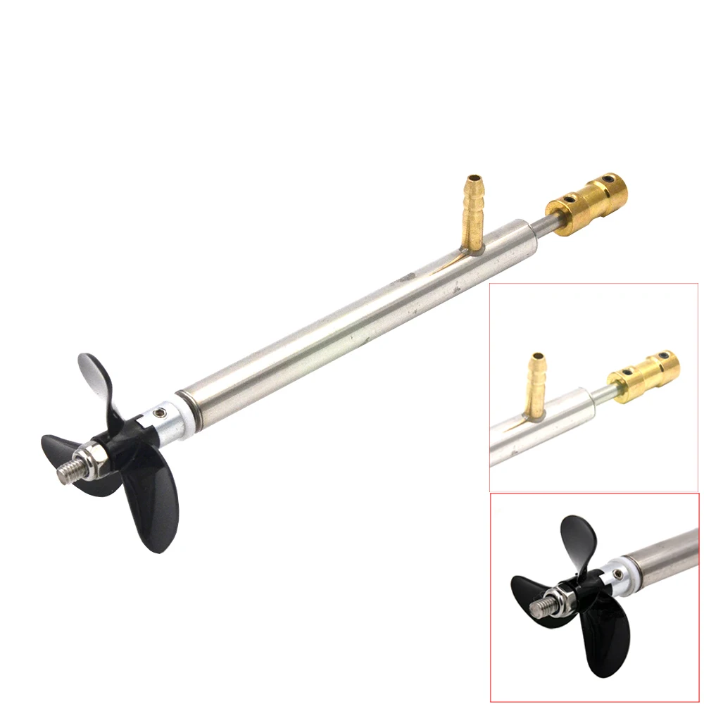 1 Piece4mm RC Boat Parts Shaft Kit  Steel Shaft+Shaft Sleeve Tube+3-blades Propeller+Copper Coupling with Oil nozzle For RC Boat