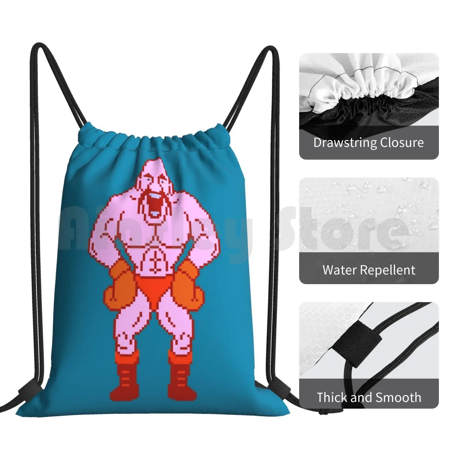 Soda Popinski-Punch Out Backpack Drawstring Bags Gym Bag Waterproof Boxing Fight Fights Fighting Pugilist Mike Punch