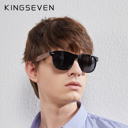 KINGSEVEN gafas de sol polarizadas de madera para hombres/mujeres gafas de protección UV400 gafas hechas a mano de nogal Natural gafas de sol de moda
