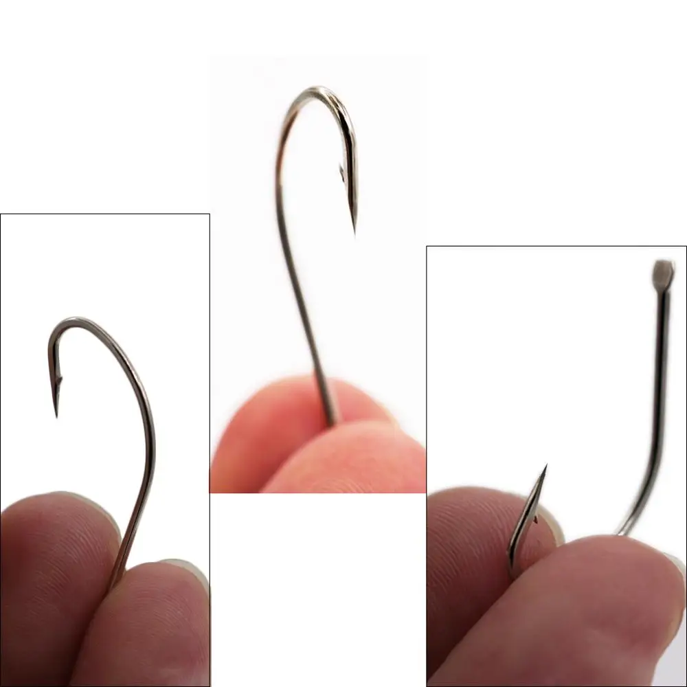 100pcs/box 1-14# High Carbon Steel Crooked Barbed Fishhook Black Flat Carp Fishing Hooks Set Accessories Tool Fish Tackle