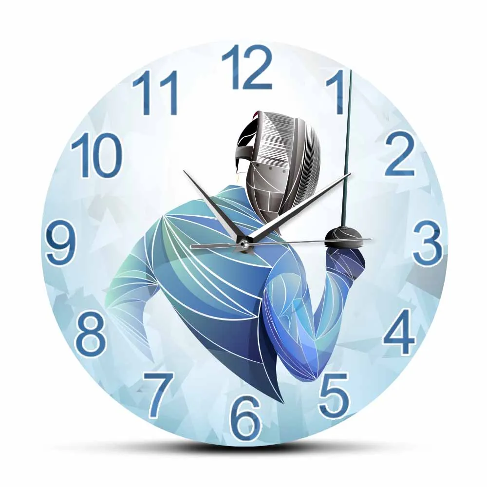 Fencing Modern Design Wall Clock Fencer Home Decor Timepieces Combat Sports Wall Art Swordsmanship Escrime Silent Swept Clock