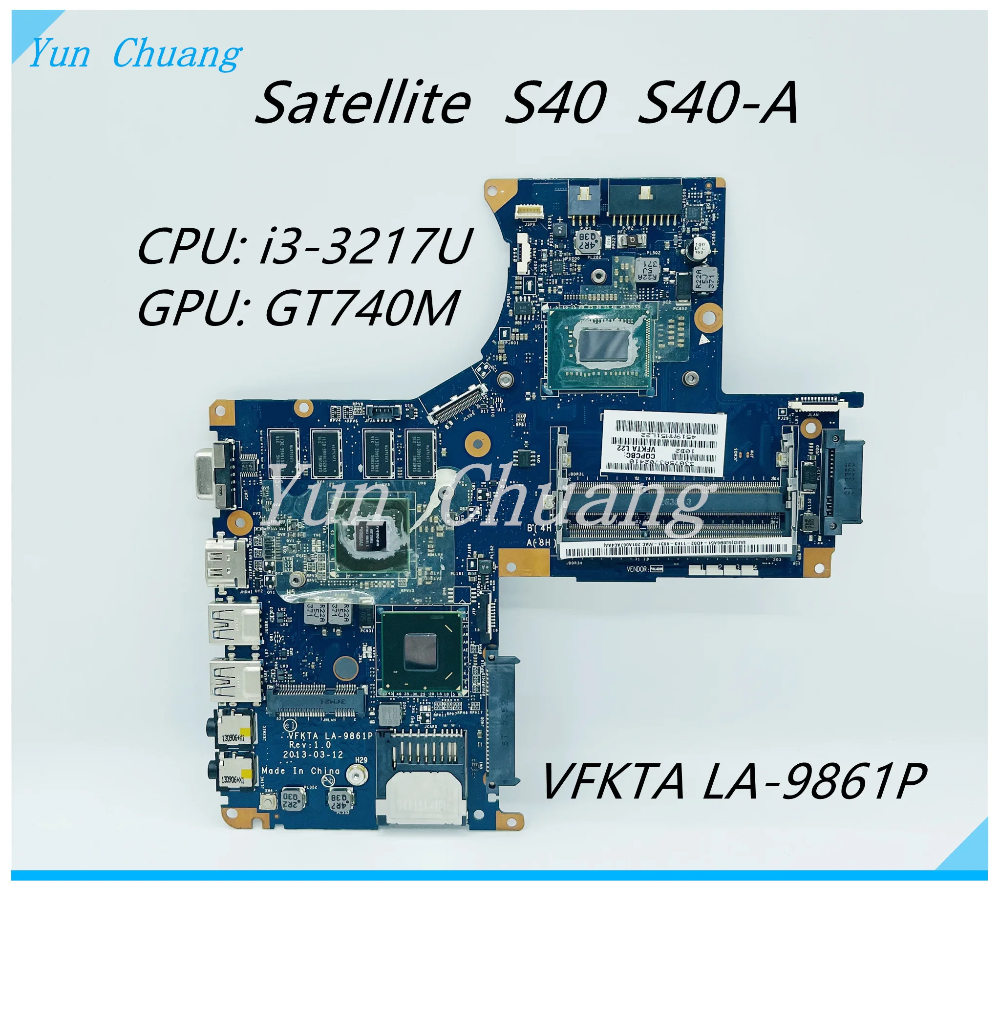 VFKTA LA-9861P K000151750 Mainboard For Toshiba satellite S40-A Laptop Motherboard With SR0N9 I3-3217U GT740M GPU DDR3 SRJ8E