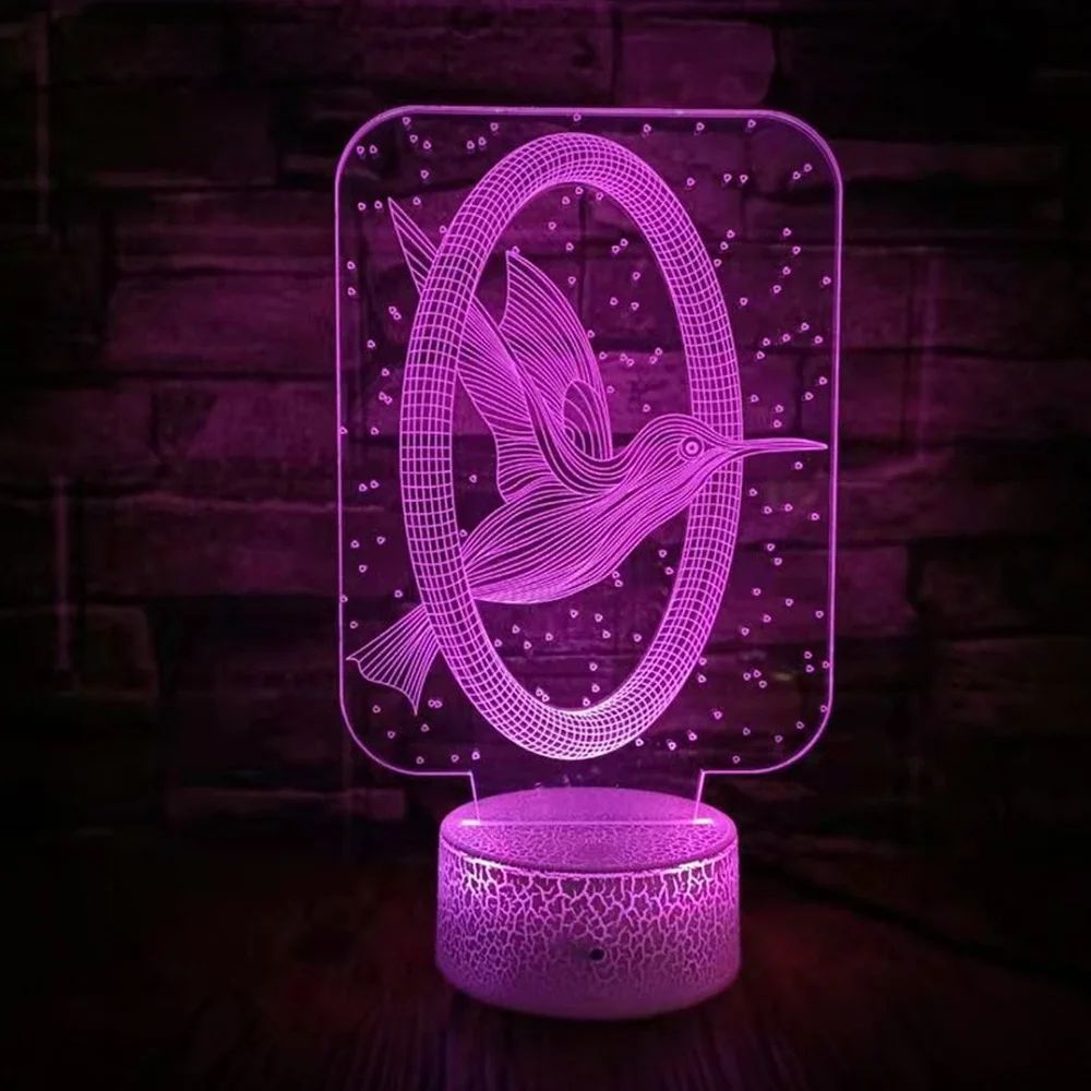 Flying Bird 3D Night Light Illusion Lamp 16 Color with Remote Control Led Nightlight Bedroom Decor Christmas Birthday Gifts Kids