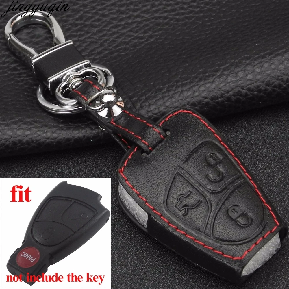 

Jingyuqin Remote 3 Buttons Car Key Case Cover Leather For Mercedes Benz A C E S ML CLK SLK CLS Smart Key