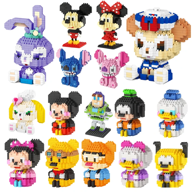 30 styles Disney Mickey Mouse Blocks Brick toys building Mini Blocks Cartoon Characters Teaching Units Compatible