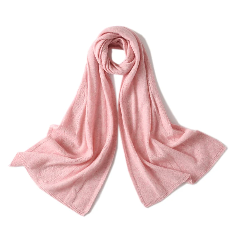 2023 Ladies High Quality 100% Cashmere Knit Comfortable Warm Long Scarf Cashmere Scarf Women Solid Shawl Cashmere Head Scarf