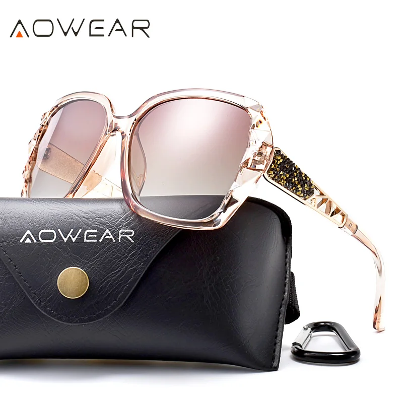 AOWEAR Luxury Square Oversized Sunglasses Women Polarized Brand Design Vintage Sun Glasses Ladies Outdoor Shades Eyewear Oculos