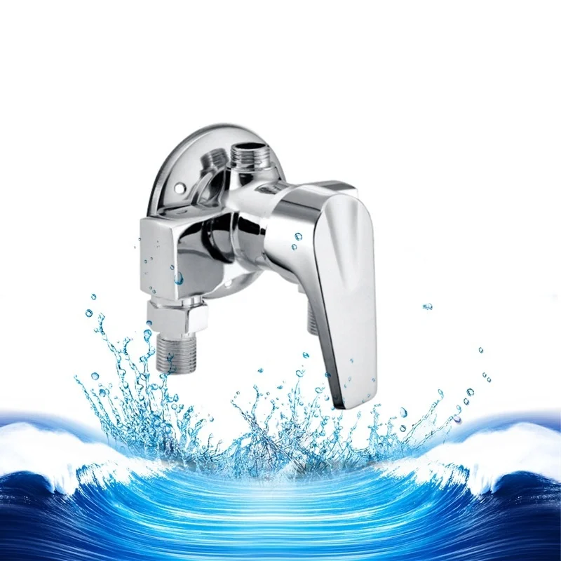 All Copper Bathroom Triangle Shower Faucet Household Mixing Valve Surface Mounted Shower Hot Water Valve Faucet Shower Faucet