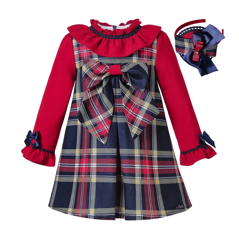 

Pettigirl Winter Christmas Newborn Baby Dresses for Girls Grid Red Clothing Cute Causal Clothes Newborn Size 12M 234 Years