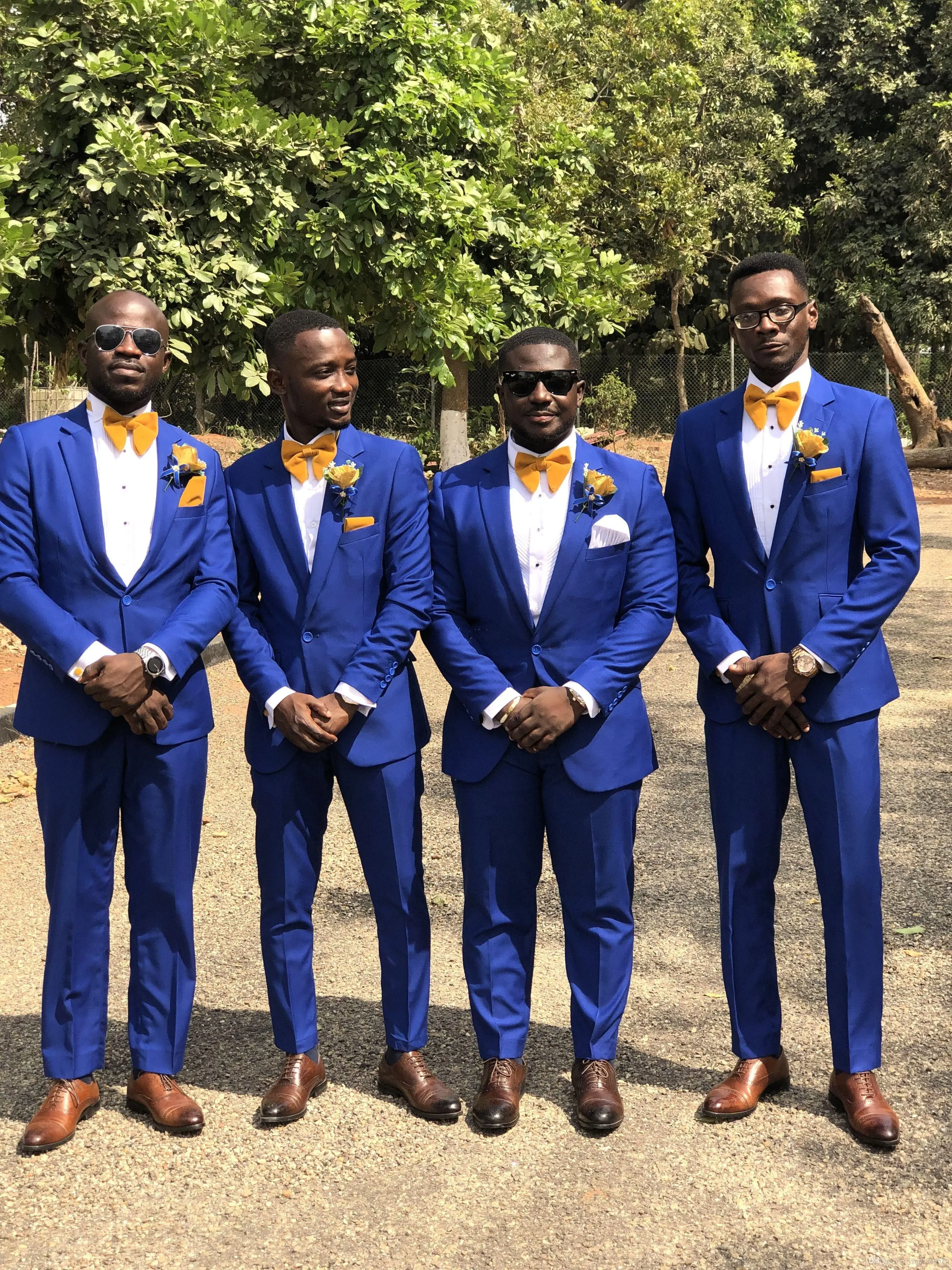 Traje de boda azul real para hombre, traje de fiesta ajustado con solapa y muescas, un botón, traje de novio, chaqueta + pantalón