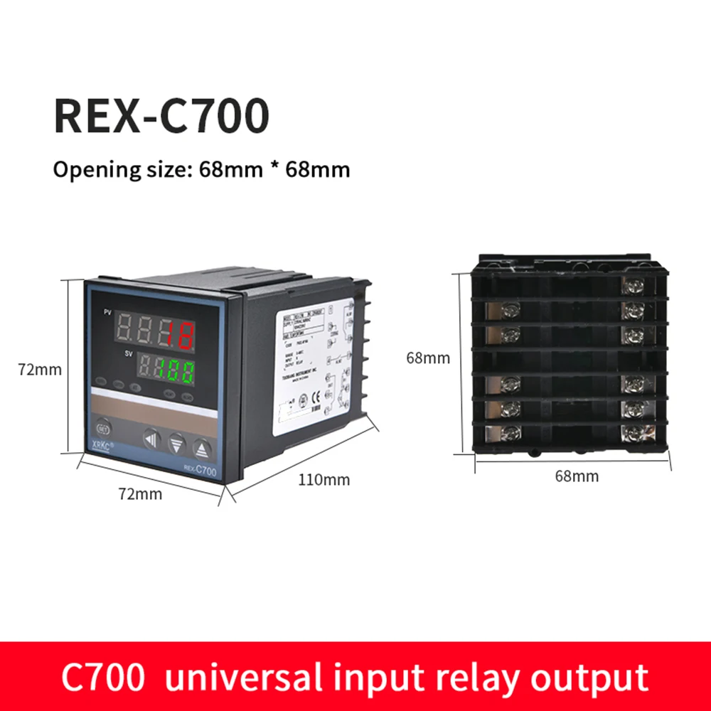 REXC-700 Regolatore di temperatura Regolatore di temperatura PID digitale SSR a stato solido 220V Ingresso universale Uscita relè Uscita SSR