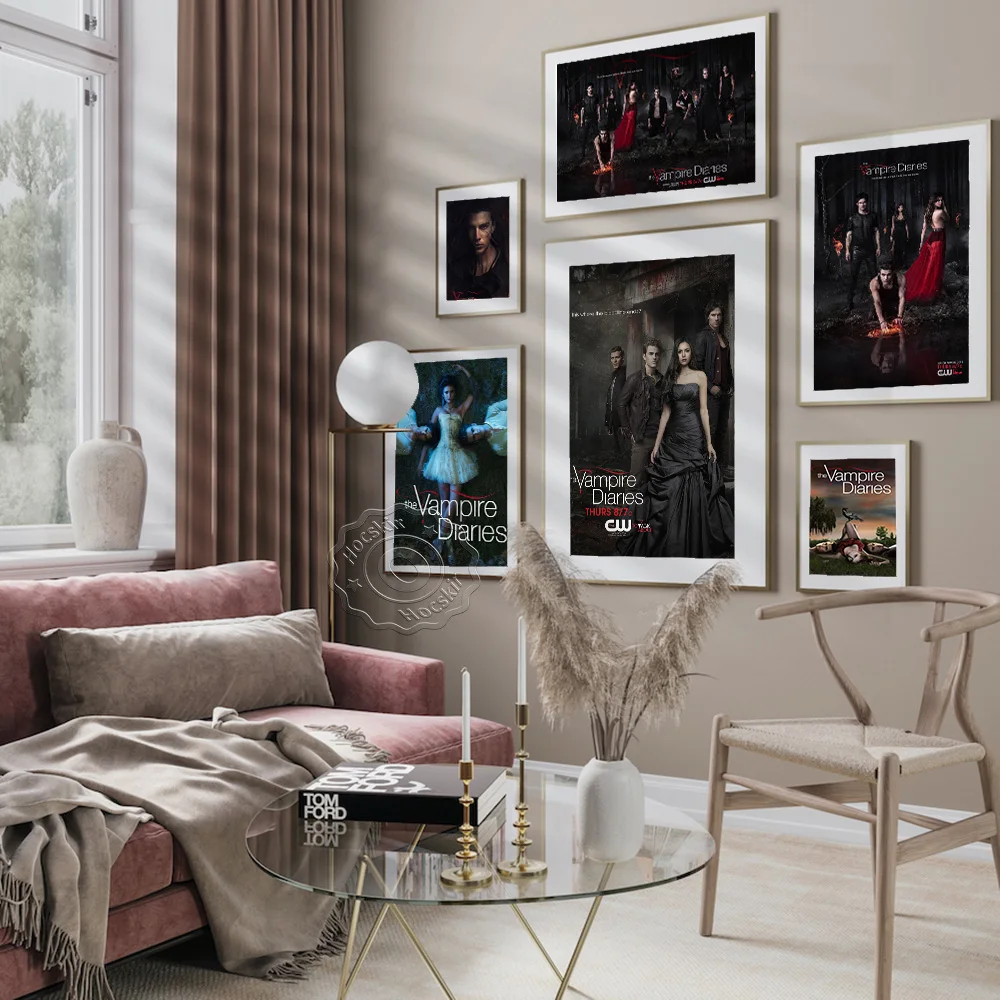 The Vampire Diaries Teleplay Art Poster, Elena Gilbert Stefan Salvatore Role Decor Prints, Kevin Meade Williamson Director Works