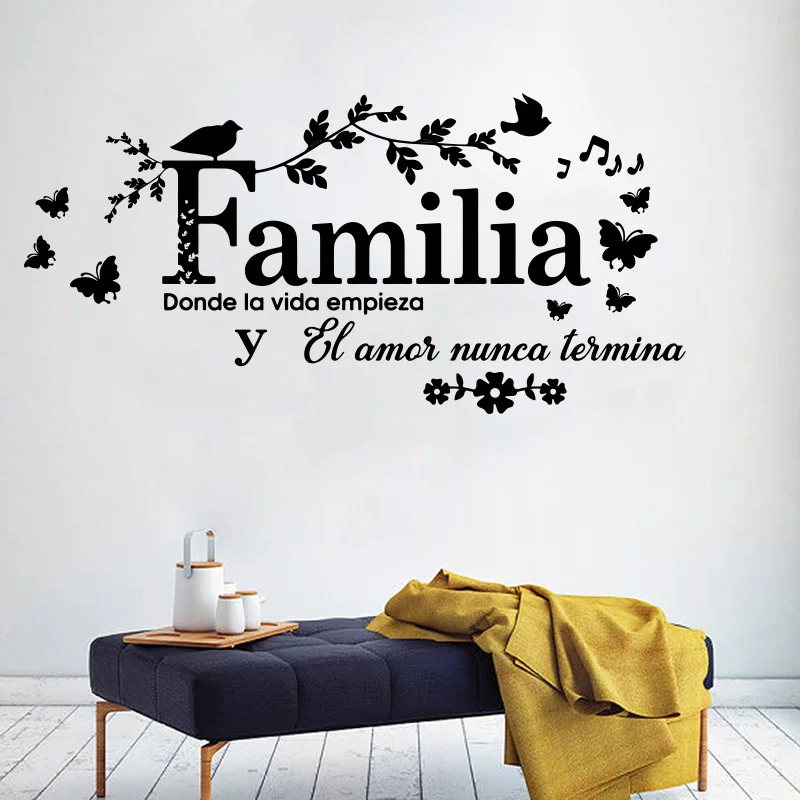 Spanish Family Where Life Begins Quote Wall Sticker Living Room Bedroom Familia, donde la vida empieza Quote Wall Decal Vinyl