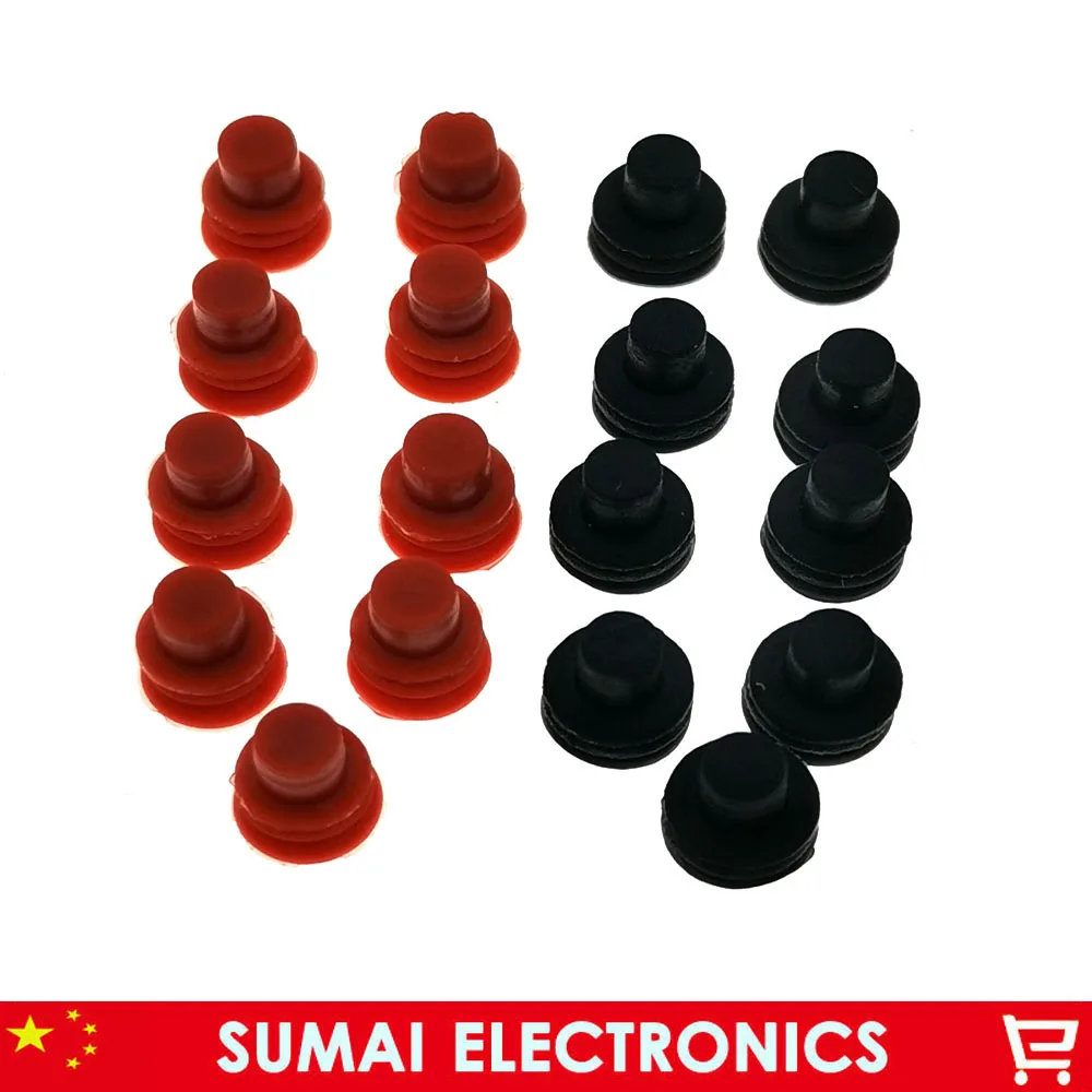 Connector waterproof ring,seal plug,full core solid 6mm(Black),5.5mm(Red) Silicone sheath,seal head for car