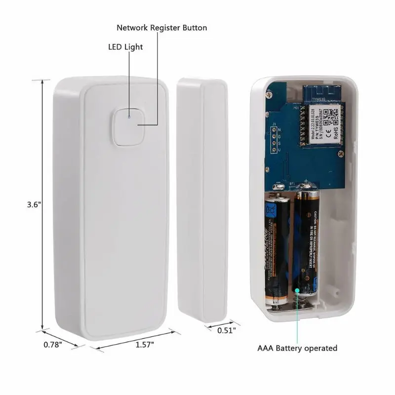 1Set 스마트 홈 보안 무선 도어 알람 WiFi 창 도어 센서 감지기 App 제어를 통해 Alexa Home