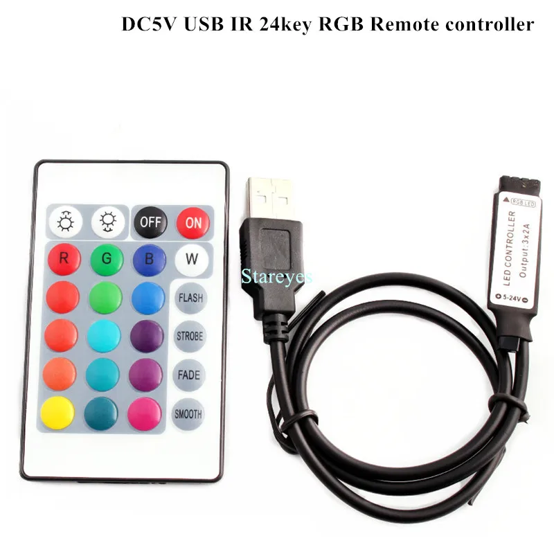 1 Piece of DC5V USB LED RGB Controller Mini 3Key Dimmer IR 24Key RF 17key Bluetooth Wireless Remote Control for 5V RGB LED Strip