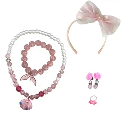 New Princess Beads Necklace Bracelet Child Kids Jewelry For Girls Baby Accessories Collier Choker Cosplay Toys For Girls Gift