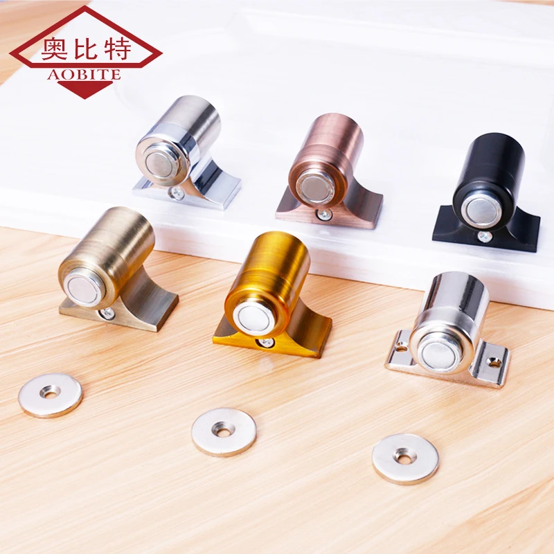 AOBT Stainless Steel Magnetic Door Stopper Sticker Hidden Door Holders Catch Floor Wall Mounted Nail-free Doorstop Door Hardware