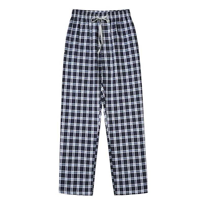 2024 primavera verão homens 100% algodão calças de sono masculino casual xadrez calças de pijama lounge pijamas plus size casa calças