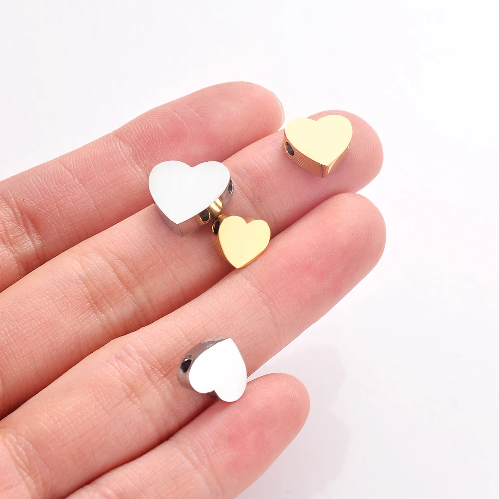 10Pcs Stainless Steel Heart Shape Blank Stamping Pendants Charms DIY For Bracelet Necklace Jewelry Making