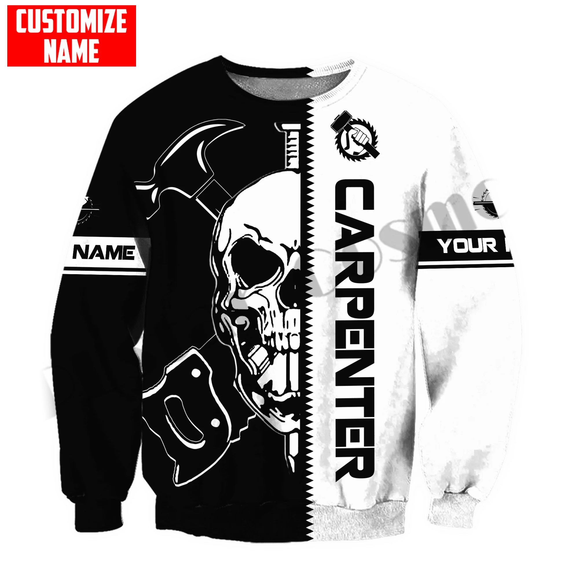 PLstar Cosmos 3DPrinted Newest Carpenter Skull Custom Name Unique Hrajuku Streetwear Unisex Funny Casual Hoodies/Zip/Sweatshirt1