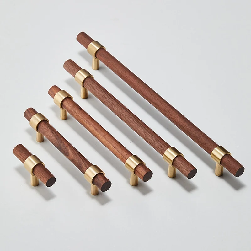 Wooden Kitchen Cabinet Knobs And Pulls Brass Drawer Dresser Pulls Furniture Cupboard Door Pulls Handles Hardware-4Pack