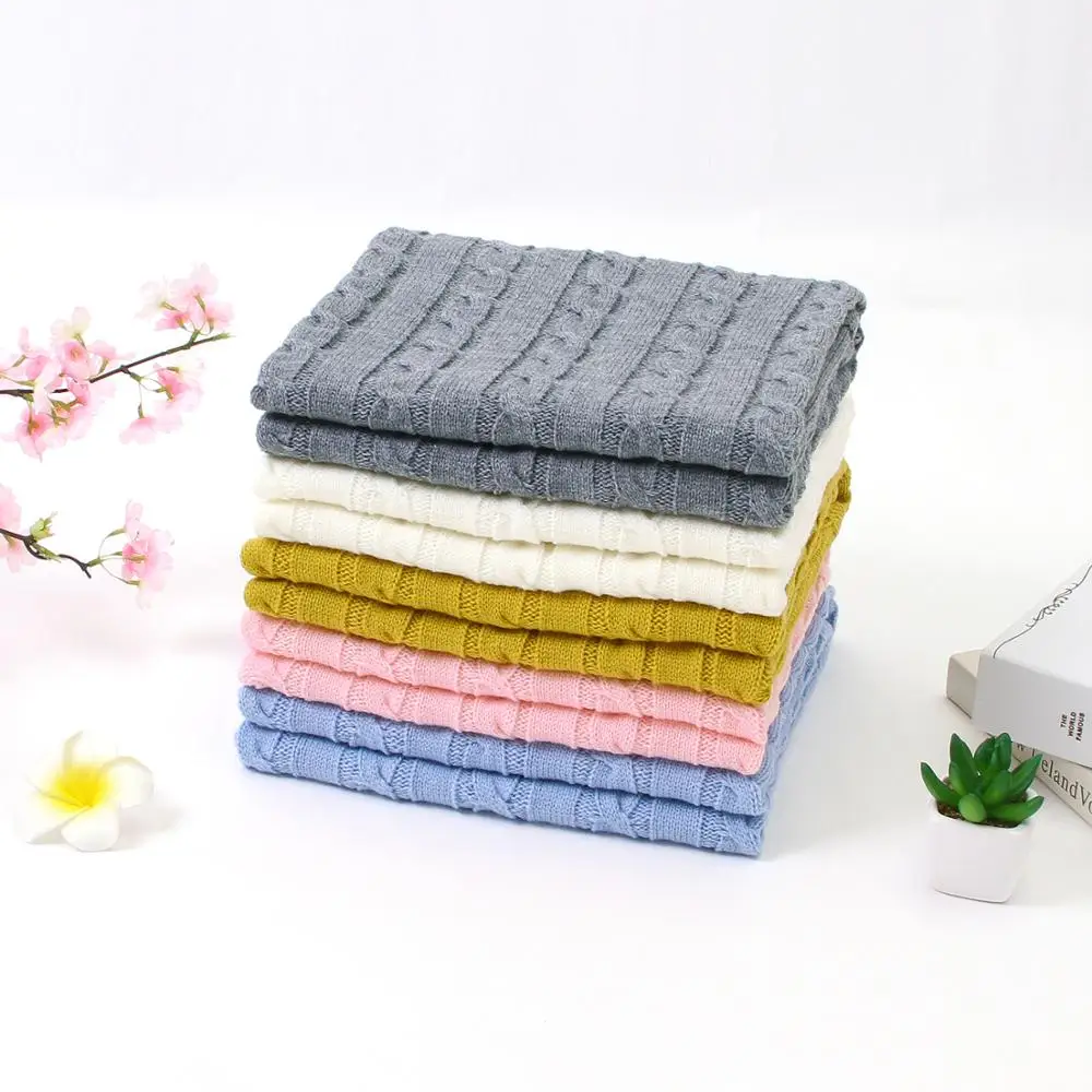 Baby Solid Color Knitted Blanket Infant Windproof Cover Quilts Stroller Cover Office Nap Blanket Travel Car Airplane Blanket