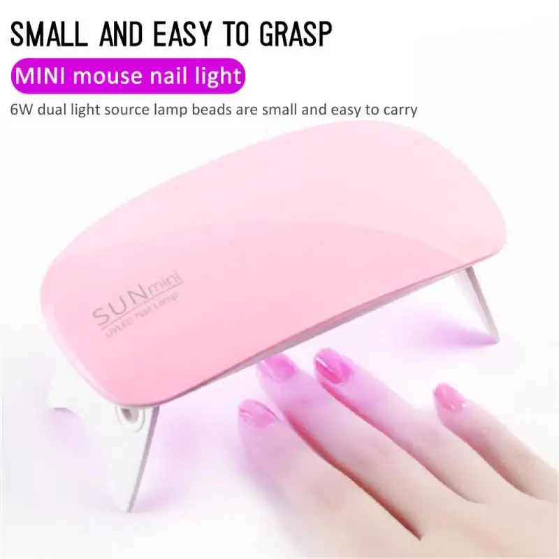 HOT Nail UV Gel Varnish Dryer！2color Portable 6W Nail Dryer Machine 6 LED UV Lamp Micro USB Cable Home Use Nail Art Tools