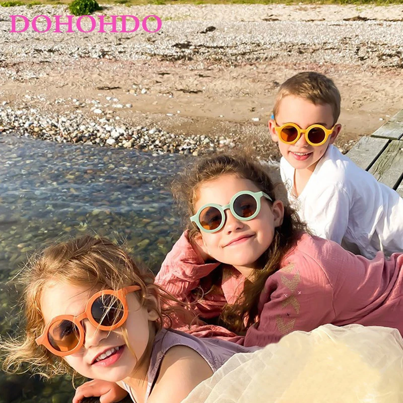 

DOHOHDO новые модные детские солнцезащитные очки для мальчиков и девочек винтажные Круглые Солнцезащитные очки защитные детские очки солнцезащитные очки Gafas UV400