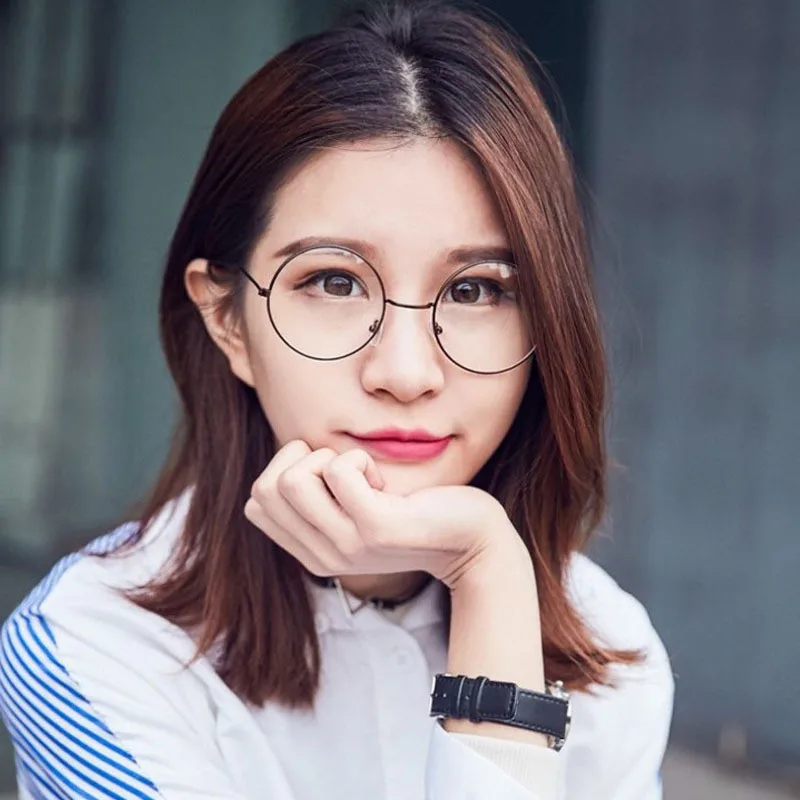 New fashion simple unisex round Plain glasses for men women Metal frame glasses for wedding party eyeglasses