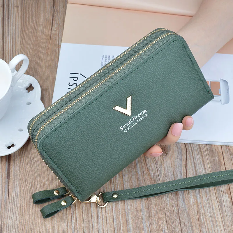 

Women Wallets Phone Purses Big Capacity Female Purse Leather Brand Retro Ladies Long Woman Wallets Card Clutch Double Zipper