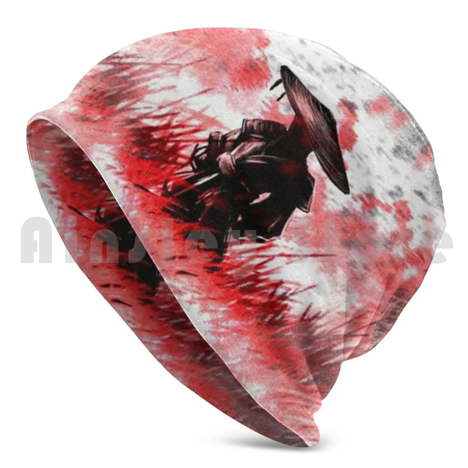 Ghost In Red Artwork Beanie Hedging Cap DIY Print Cushion Ghost Of Tsushima Shinobi Ghost Tsushima Combat Japanese Anime