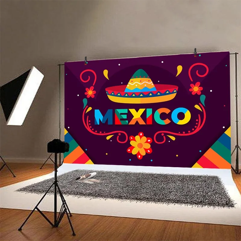 Mexicano fiesta backdrops méxico chapéu floral festa de aniversário fotografia fundo fotográfico photo studio prop decoração banner
