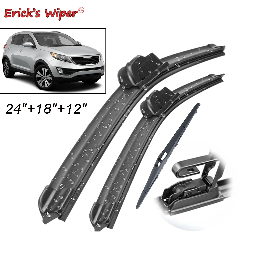 

Erick's Wiper Front & Rear Wiper Blades Set Kit For KIA Sportage SL 2010 - 2015 Windshield Windscreen Window Brushes 24"+18"+12"