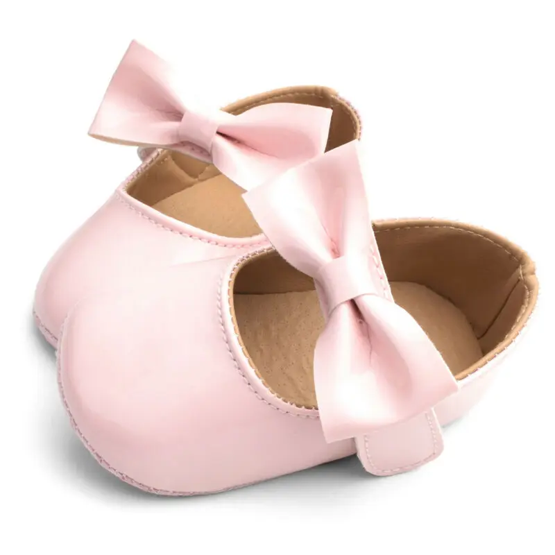 Baby Girls PU Shoes Fashion Toddler Binyag Princess Flats Wedding Bow Soft Sole Newborn Kids Baptismal Princess Dance Sandals