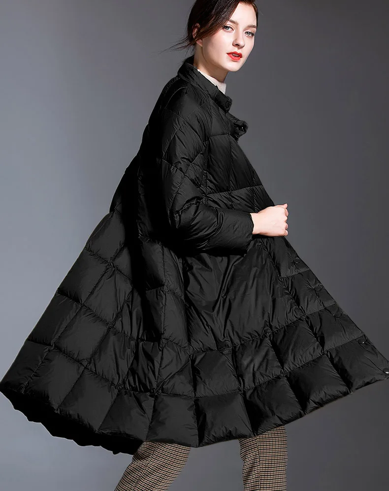 Female Long plus size down jacket winter puffer high-quality brand thick warm black burgundy navy blue coat