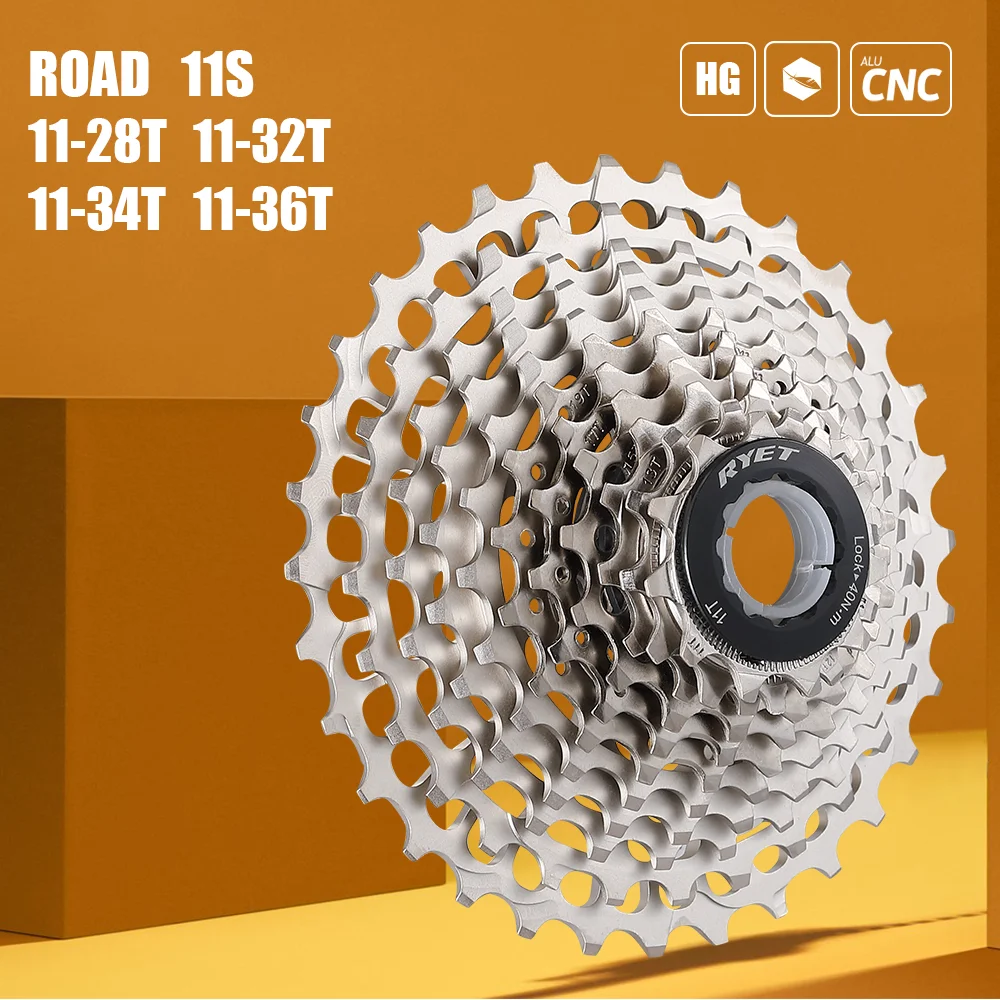 New RYET Gravel Bike 11 Speed 11-36T UltraLight Cassette Road 28T Bicycle Sprocket Colorful 11Speed 34T Rainbow K7 11V 32T