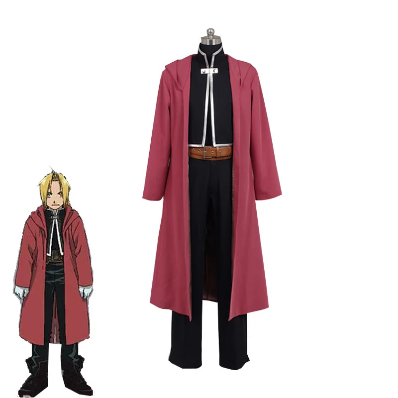 Anime Fullmetal Alchemist Edward Elric Cosplay Costume Unisex Adult Cloak+Top+Pants Halloween Carnival Uniforms Custom Made